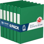 Premium Economy 3-Ring Binder, Spine Label, 1" Round Rings, Green, 6 Pack by DAVISGROUP