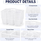 gisgfim 6 Pack Plastic Classroom Caddy with 6-Compartments Plastic Storage Caddies with Handle 6 Compartments Table Caddy Organizer Versatile Table Caddies for Classroom Office Storage, Clear Color - Image 3