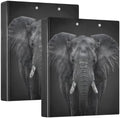JIPONI 3 Ring Binder African Elephant 1 Inch Round Binders for Men Women Students, Cute File Organizer for Office School, 2pcs by JIPONI