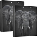 JIPONI 3 Ring Binder African Elephant 1 Inch Round Binders for Men Women Students, Cute File Organizer for Office School, 2pcs by JIPONI