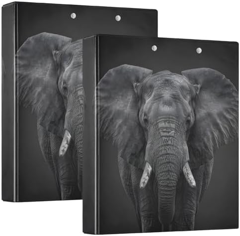 JIPONI 3 Ring Binder African Elephant 1 Inch Round Binders for Men Women Students, Cute File Organizer for Office School, 2pcs by JIPONI