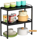 Expandable Cabinet Shelf Organizer, Metal Kitchen Countertop Storage Shelf by X-cosrack