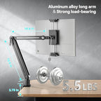 Portable Monitor Stand Desk Holder- Large Clamp support up to 6.5 12.9 14.6 15.6 18.5 inch 360° Rotating Base Swivel Tall Desk Arm Mount for iPad Pro/Mini/Air/Surface Strong Bearing Weight over 5.5lbs - Image 5