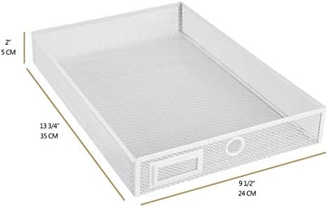 Annova Desk Organizer Wire Mesh 3 Tier Sliding Drawers Paper Sorter/Multifunctional/Premium Solid Construction for Letters, Documents, Mail, Files, Paper, Kids' Art Supplies (White) - Image 4