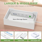 Pezin & Hulin Bamboo Charging Station-White (No USB Charger and Cables) - Image 5