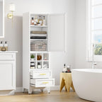 Ckzbx Tall Narrow Storage Cabinet, 66.93" H Tall Bathroom Cabinet Metal Pantry Cabinets with Drawers, 3 Adjustable Shelves, for Kitchen, Bathroom, Home Office, Living Room (White) - Image 2