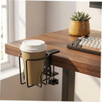 PRETYZOOM Large Desk Cup Holder Clamp Iron Material, Easy Installation Without Drilling with Anti-Spill Design 500ml Capacity Beverage Holder for Desks and Office Use - Image 5