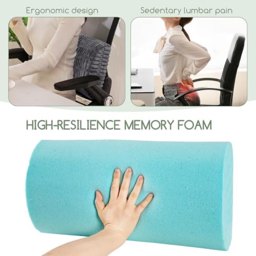 Lumbar Support Pillow for Recliner Chair/Office Chair/Couch, Memory Foam Back Support Cushion with Adjustable Strap, Recliner Cushions for Lower Back Pain Relief, Sleeping, Washable Cover, Dark Grey - Image 4