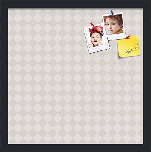 PinPix 17x17 inch Cork Bulletin Board. This Decorative Framed Pin Board Comes with Diamond Pattern in Shades of Grey Design and Satin Black. Ideal for Home, Office Decor or School (PinPix-373) by PinPixBulletinBoards