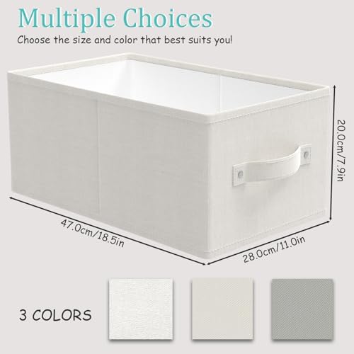 Storage Basket, Closet Organizer, 3 Pack, White, 18.5x11x7.9 In - Image 4