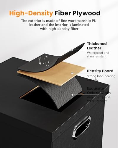 2 Pack File Storage Organizer Box, Portable Filing With Lid, Fit for Letter/Legal Folder Storage, Black (Leather) - Image 4