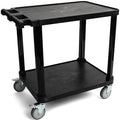 Pearington 2-Tier Compact Multi-Purpose Plastic Utility Cart with Lockable Wheels up to 150lbs, Black by Pearington