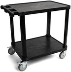 Pearington 2-Tier Compact Multi-Purpose Plastic Utility Cart with Lockable Wheels up to 150lbs, Black by Pearington