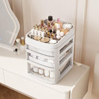 Rolling Cart with 3 Drawers, Clear Plastic Drawer Organizers, Vanity Cart - Image 2
