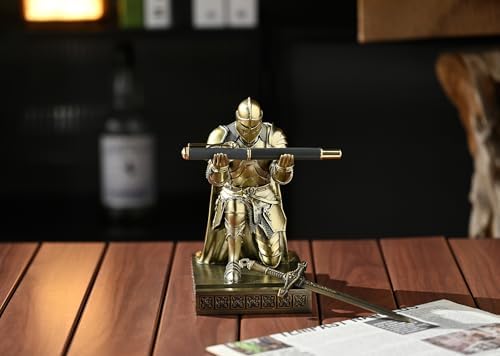 Medieval Armored Knight Pen Holder Figurine Paperweight Phone Stand Bronze - Image 6