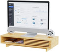 Zri Bamboo Computer Monitor Stand with Drawer, Dual Laptop Stand for Desk,Single Monitor Riser with Storage,Wood Office Desk Organizer & Accessories by ZriBamboo