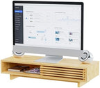 Zri Bamboo Computer Monitor Stand with Drawer, Dual Laptop Stand for Desk,Single Monitor Riser with Storage,Wood Office Desk Organizer & Accessories by ZriBamboo