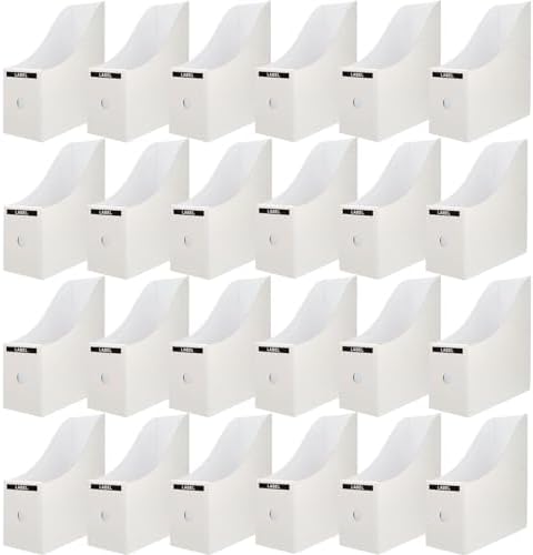 Limitliho 24 Pack White Cardboard Magazine Holder for Desk or Shelves by Limitliho