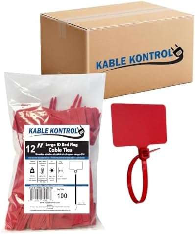 Kable Kontrol Cable Marker Identification Zip Ties 12 Inch 1000 Pcs – Red by KABLEKONTROL%C2%AE
