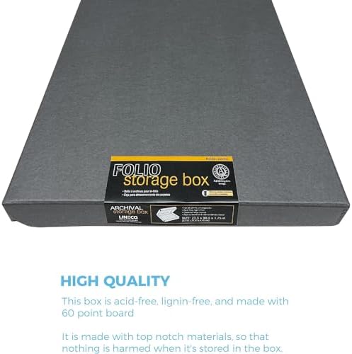 Lineco Clamshell Archival Storage Box, 23.5x30.5x1.75 Inch, Gray - Image 5