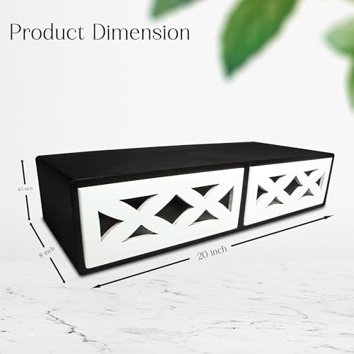 Wooden Desk Organizer with 2 Drawers – Handcrafted Solid Wood Storage Box for Office, Home & Study – Rustic Desktop Organizer for Files, Accessories & Stationery (STYLE 2, BLACK AND WHITE) - Image 3
