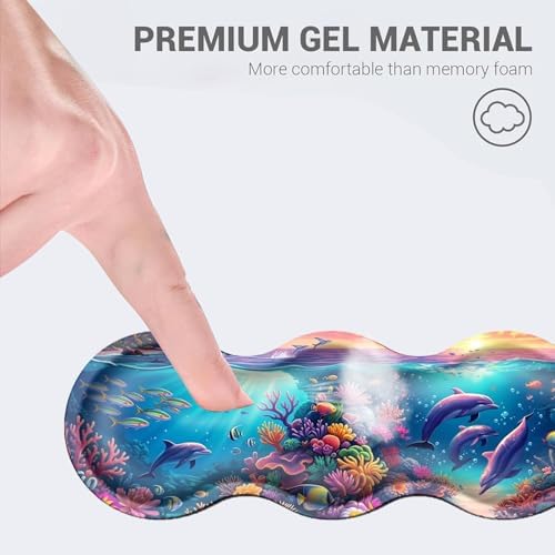 Desk Mat, Mouse Pad with Wrist Rest, 4-in-1 Large Mouse Pads for Desk, Ergonomic Mouse Pad and Keyboard Wrist Rest Gaming Keyboard Mat for Office,Dolphin Coral Sunshine - Image 2