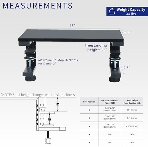 VIVO Black Clamp-on 15 in Desk Extension Shelf, DESK-SHELF15B - Image 3