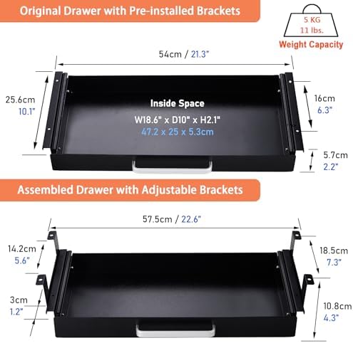 Under Desk Drawer Organizer 21", Large Desk Pencil Storage Drawer - Image 4