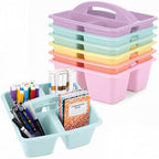 gisgfim 6 Pack Plastic Classroom Caddy with 4-Compartments Plastic Storage Caddies with Handle 4 Compartments Table Caddy Organizer Versatile Table Caddies for Classroom Office, Pastel Color by gisgfim