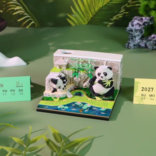 3D Memo Pad, 3D Calendar 2027, Time Piece Calendar, Tear-Off Calendars 2027, 3D Paper Carving Art Memo Pad, Art Carving Sticky Notes for Office Home Gifts Ornaments (Panda) - Image 3