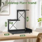 LASZOLA Plant Stand Indoor Tabletop Shelf Small for Desk, Wooden Black - Image 2