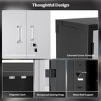 VINGLI 72'' Tall Garage Storage Cabinet, Metal Storage Cabinet with Wheels, Locking Doors and Adjustable Shelves (Black & Silver, 32''W x 16''D x 72''H) - Image 7