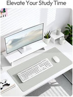 YSAGi Leather Desk Protector, Office Mat, Large Mouse Mat, Non-Slip PU Leather Blotter, Laptop Desk Mat, Waterproof Writing Pad for Office and Home (Light Grey, 35.4" x 17") - Image 6
