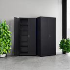 MIIIKO Metal Storage Cabinet with Lock, 71" Tall Black Garage Storage Cabinets with Doors and Shelves, Metal Garage Cabinet Organizer for Home Office,Garage,Commercial,Workshop(Black) - Image 5