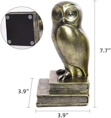 Vintage Gold Owl Bookends,Resin Animal Decorative Book Ends for Shelves,Book Holder with Anti-Slip Base,Luxurious Bird Bookends for Kids Rooms Office Home Decor,Unique Book Lover Gift - Image 2