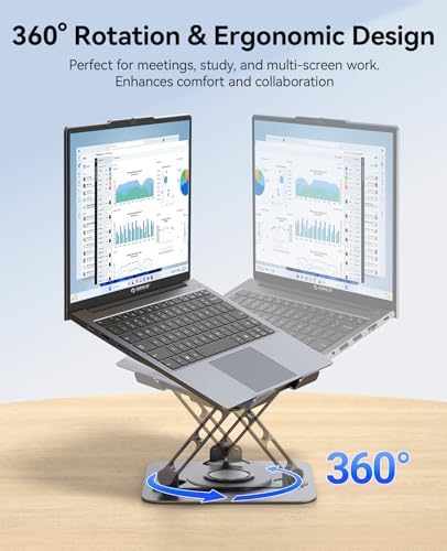 ORICO Adjustable Laptop Stand for Desk, 360° Rotating Base, ST12-Gray - Image 2
