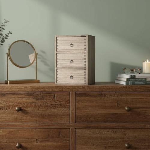 DDYURI Wood Tabletop Storage Cabinet Organization Box Caddy with 3 Drawers for Office Supplies Desktop Dresser Organizer Dark Brown - Image 7