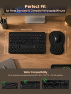Ergonomic Keyboard and Mouse Pad Combo with Stand/Wrist Rest, Black - Image 6