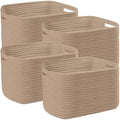 4 Pack Storage Baskets for Organizing, 11''Lx9''Wx8''H Woven Baskets for Storage Toys, Towels, Books, and Clothes, Cotton Rope Basket for Shelves with Handle Brown by Unknown