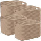 4 Pack Storage Baskets for Organizing, 11''Lx9''Wx8''H Woven Baskets for Storage Toys, Towels, Books, and Clothes, Cotton Rope Basket for Shelves with Handle Brown by Unknown