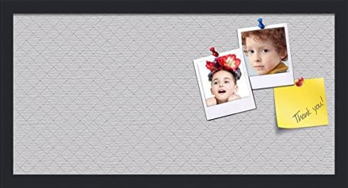 PinPix 24x12 inch Cork Bulletin Board. This Decorative Framed Pin Board Comes with Diamond Pattern in Light Grey Design and Satin Black. Ideal for Home, Office Decor or School (PinPix-524) by PinPixBulletinBoards
