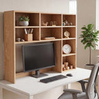 Vercraft Natural Wood College Desktop Bookshelf Dorm Desk Hutch Organizer - Image 6