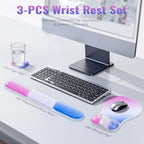 Ospelelf Mouse Pad with Wrist Rest Set Gel Ergonomic Keyboard Wrist Support Anti-Slip Rubber Bottom Office Women Desk Accessories for Computer, Laptop and Gaming, Pink and Blue - Image 2