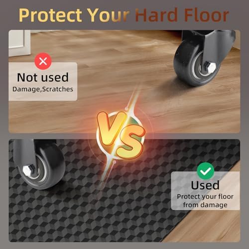 AiBOB Gaming Chair Mat for Hardwood Floor, 53" x 45" 3D Diamond Design - Image 2