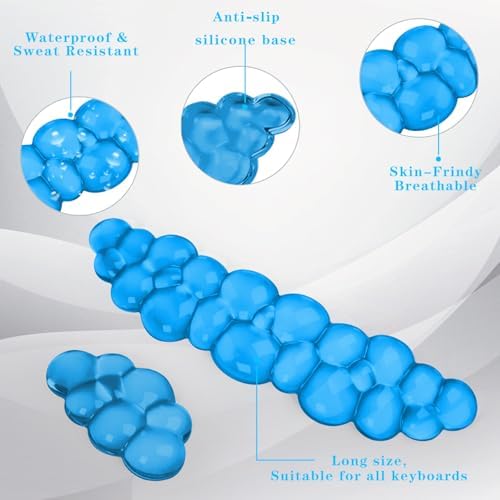 Gel Cloud Keyboard and Mouse Wrist Rest, Cute Wrist Support and Arm Support Keyboard Rest for Keyboard and Mouse Typing Pain Relief，Suitable for Office/Computer/Laptop/Gaming (Blue) - Image 3