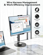Portable Monitor Stand Large Clamp - Heavy Duty Aluminum Body Support up to 4.4LBS 16" 17.3" 18.5 inch 360° Rotating Base Swivel Foldable Desk Stand for iPad Holder Tablet Mount for Kitchen/Travel - Image 6