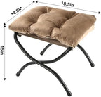 15" Upholstered Folding Foot Rest Stool with Foldable Metal Frame Khaki - Image 5