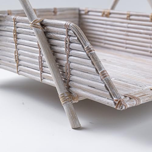 Rattan Inbox Tray for Desk, Made in Indonesia – 14x10.5x3.5 inch Handwoven Basket Organizer, Single Letter Tray with Sturdy Frame, Decorative Wicker Paper Holder (White Wash) - Image 2