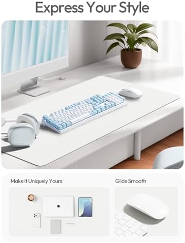 YSAGi Leather Desk Protector, Office Mat, Large Mouse Mat, Non-Slip PU Leather Blotter, Laptop Desk Mat, Waterproof Writing Pad for Office and Home(White, 63" x 17.2") - Image 2