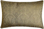 Antique Gold Decorative Lumbar Pillow Cover 12" x 20" | Pack of 2 Contemporary Jacquard Oblong Cushion Cover Damask | Antique Gold Textured Fabric Pillowcases for Bed, Couch & Sofa - Golden Aura by TheHomeCentric